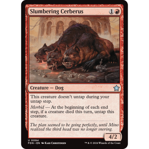 万智牌 静眠狱犬 Slumbering Cerberus 平/闪 基石构筑 FDN 红色
