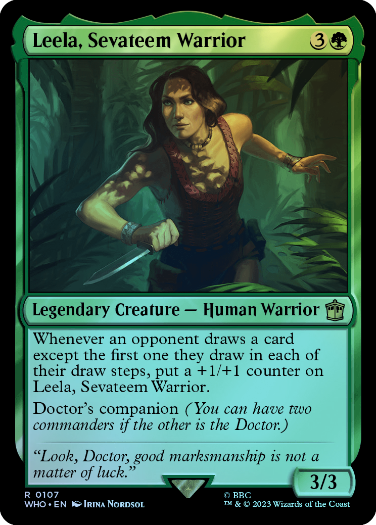 呆呆龙卡牌 万智牌 闪 塞瓦提战士莉拉 英文 神秘博士 绿色 金