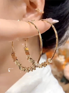 9999纯银金色碎银子百搭耳环