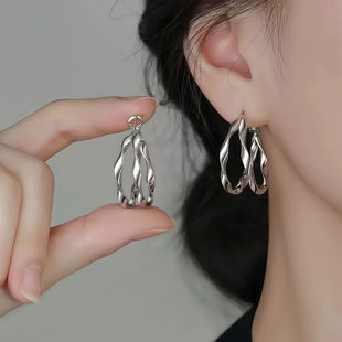 双层圆圈999纯银大圈圈2026新款爆款耳环女显瘦小众设计个性百搭