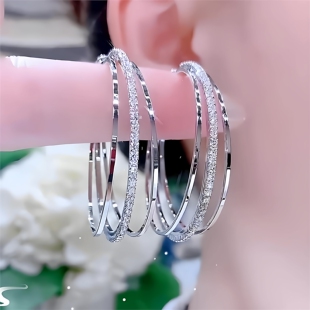 银耳环9999纯银女正品三生三世大圈圈耳环2026年新款潮高级感镶钻