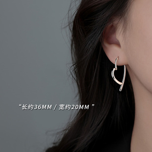 银耳环9999纯银女正品爱心独特耳环圈圈耳饰高级感耳钉纯银耳坠女