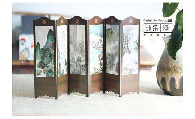 中式古画明信片 独自莫凭栏屏风创意卡片可邮寄中国风古典30张入