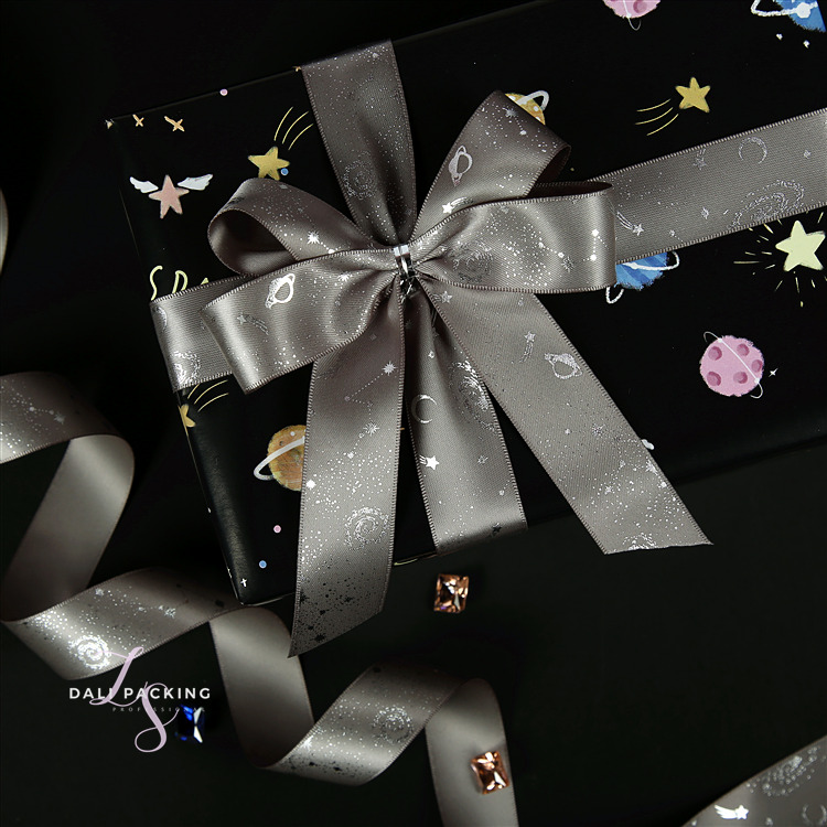烫金星空太空丝带男孩礼物绑带