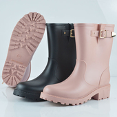 耐磨马丁雨靴防水鞋 韩版 雨鞋 中筒防滑女式 加绒保暖复古骑士靴 时尚