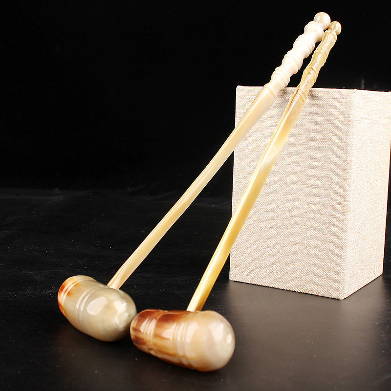 天然白牦牛角按摩锤敲打锤生神器经络捶肩颈腿部拍打弹力软捶背器