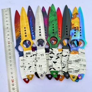 CSGO游戏周边未开刃骷髅刀渐变之色不锈钢金属材质练习工具模型