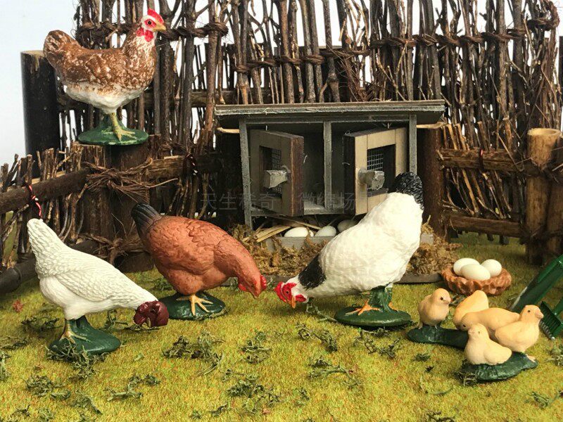 小鸡窝模型动物场景母鸡下蛋农场玩具微景观娃娃屋手办桌可爱摆件