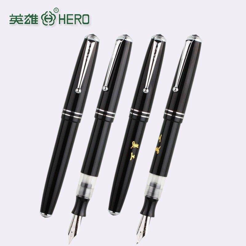 老式吸水钢笔英雄钢笔856弯尖美工笔复古挤压吸墨批改作业大明尖