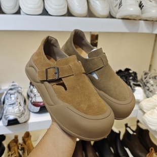 印象真皮勃肯鞋女2024秋新款复古平底一脚蹬舒适勒夫单鞋930