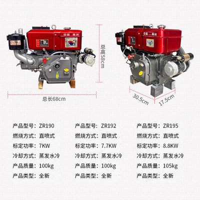 常州小型启动电单缸柴油机发动机ZR190ZR192水冷直喷拖拉机头农用