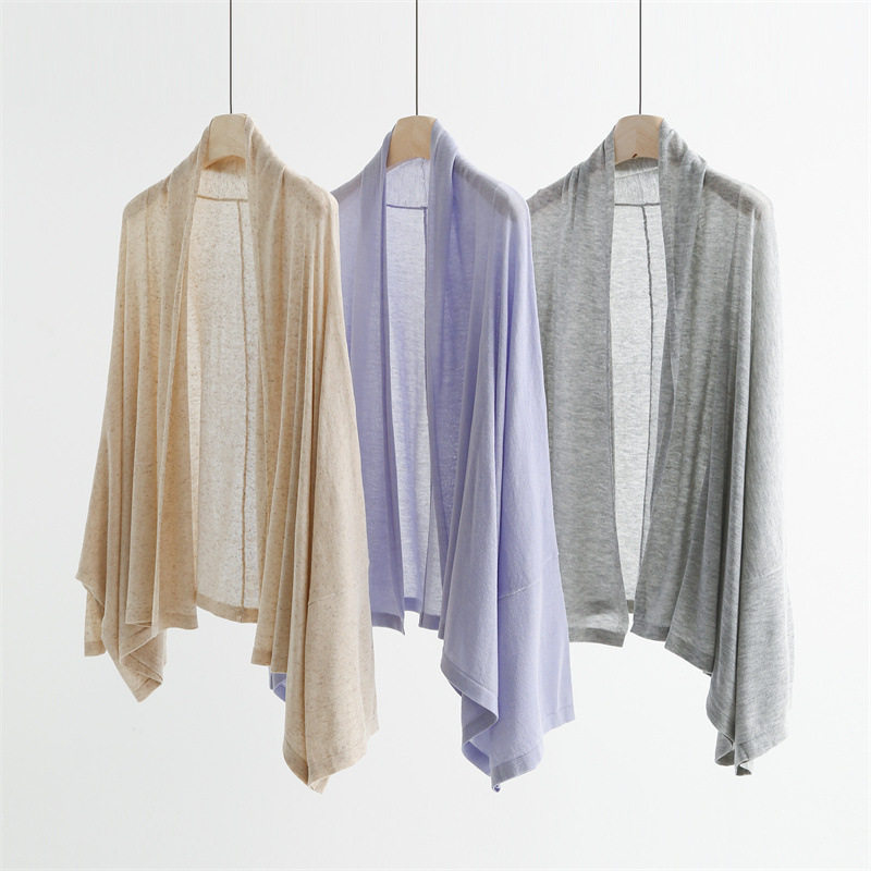 慵懒风蝙蝠袖针织衫女春夏外搭开衫宽松披肩长袖上衣薄罩衫外套