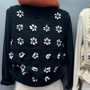 法式镂空花朵针织马甲女春夏叠穿无袖背心洋气小衫百搭坎肩上衣