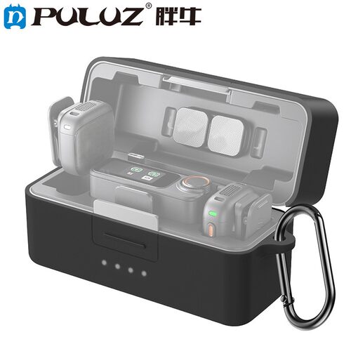 PULUZ胖牛适用大疆DJI Mic 1/2/3麦克风充电盒防尘减震硅胶保护套