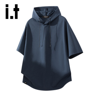 5cm 冰丝凉感宽松半袖 FIVECM高级感连帽夏季 T恤男女薄款 短袖