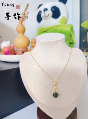 （Tong Babys）Young手作 国风天然和田猫眼碧玉S925银女士项链