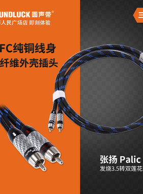 张扬/ZY Cable发烧级3.5立体声转双莲花RCA音频信号线 圆声带行货