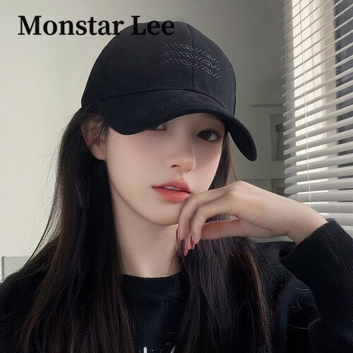 MonstarLee棒球帽女复古水洗磨毛防晒鸭舌帽韩版百搭大头围帽子女