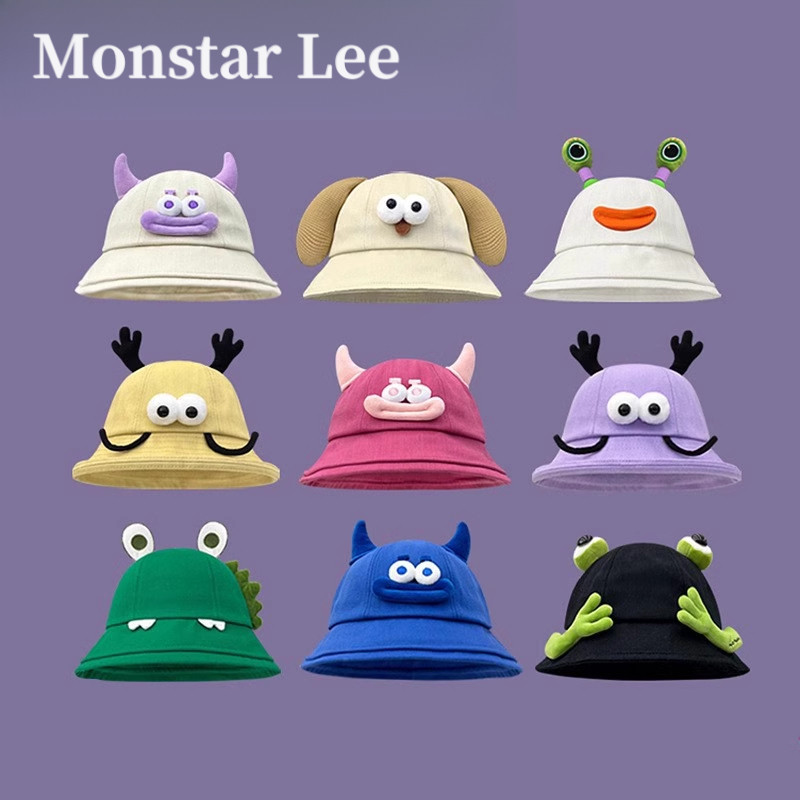 Monstar lee卡通青蛙渔夫帽子女夏日系可爱小怪兽防晒盆帽显脸小