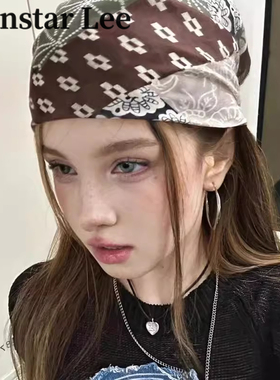 Monstar Lee复古欧美风y2k千禧辣妹头巾女个性潮嘻哈街舞包头方巾