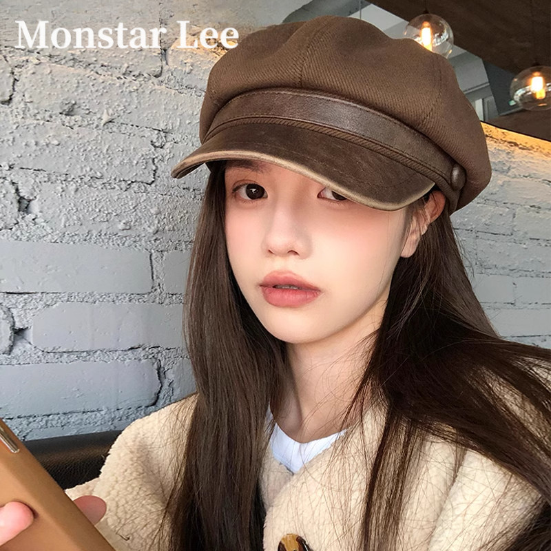 Monstar Lee美拉德穿搭贝雷帽女秋冬复古画家帽显脸小报童八角帽