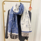 加厚披肩韩版 2023猫咪双面围巾女生新款 冬季 仿羊绒保暖围脖学生