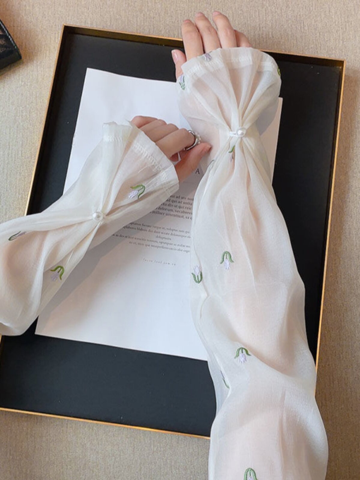 SUMMER SUNSCREEN SLEEVE SLEEVE CHIFFON LOOSE ICE SLEEVE COVER THE BACK OF THE HAND SHADE BREATHABLE ARM PROTECTION CHIFFON CUTE GLOVES THIN
