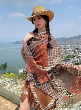民族风披肩旅游防晒围巾沙滩巾