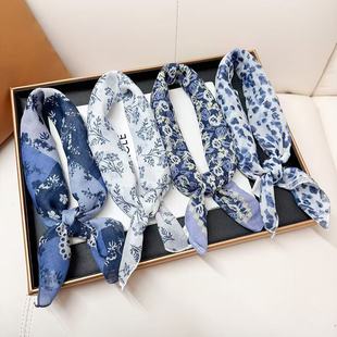 2026普鲁士蓝色方巾女柔软休闲优雅领巾百搭云贵川旅游拍照头巾