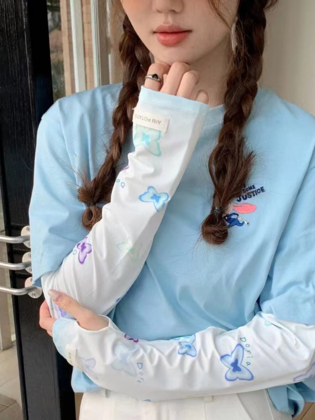 2024 NEW ICE SLEEVE SUMMER GIRL LOOSE ADJUSTABLE BUTTERFLY CUTE GRADIENT SUNSCREEN SLEEVE SLEEVE FOR STUDENTS SIMPLE AND VERSATILE