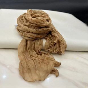 日系棉麻围巾百搭褶皱纯色丝巾女秋冬保暖文艺薄款 围脖 披肩韩版