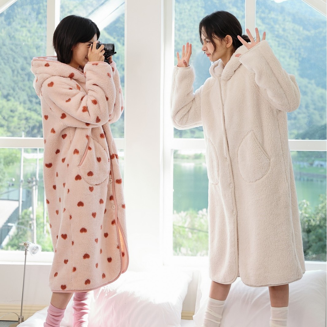 秋冬季新款睡衣女甜美ins风浴袍