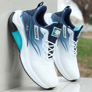 国货品牌2025鞋子男飞织布网鞋软底低帮系带透气夏季休闲运动男鞋