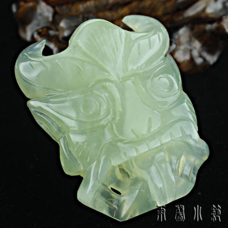 雨馨小筑 岫玉鬼王大腰佩手工雕刻皮带扣男款挂饰20002