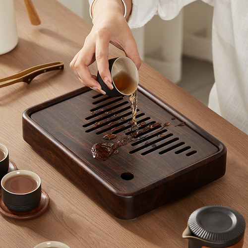 整木全黑檀实木茶盘高颜值茶盘