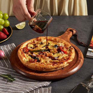 乌檀木实木披萨盘托盘圆形用蛋糕寿司面包披萨板8/9/10寸木盘子
