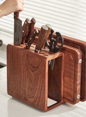 刀架置物架实木2026新款砧板菜板架一体厨房多功能刀具刀座台面款