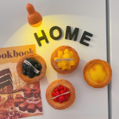 2025新款 冰箱贴home字母冰箱贴蛋挞冰箱贴仿真水果蛋挞磁吸冰箱贴