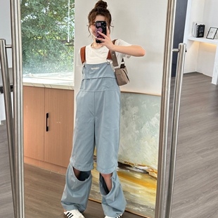 多巴胺复古长短两穿背带裤女2026新款休闲设计感宽松连体裤