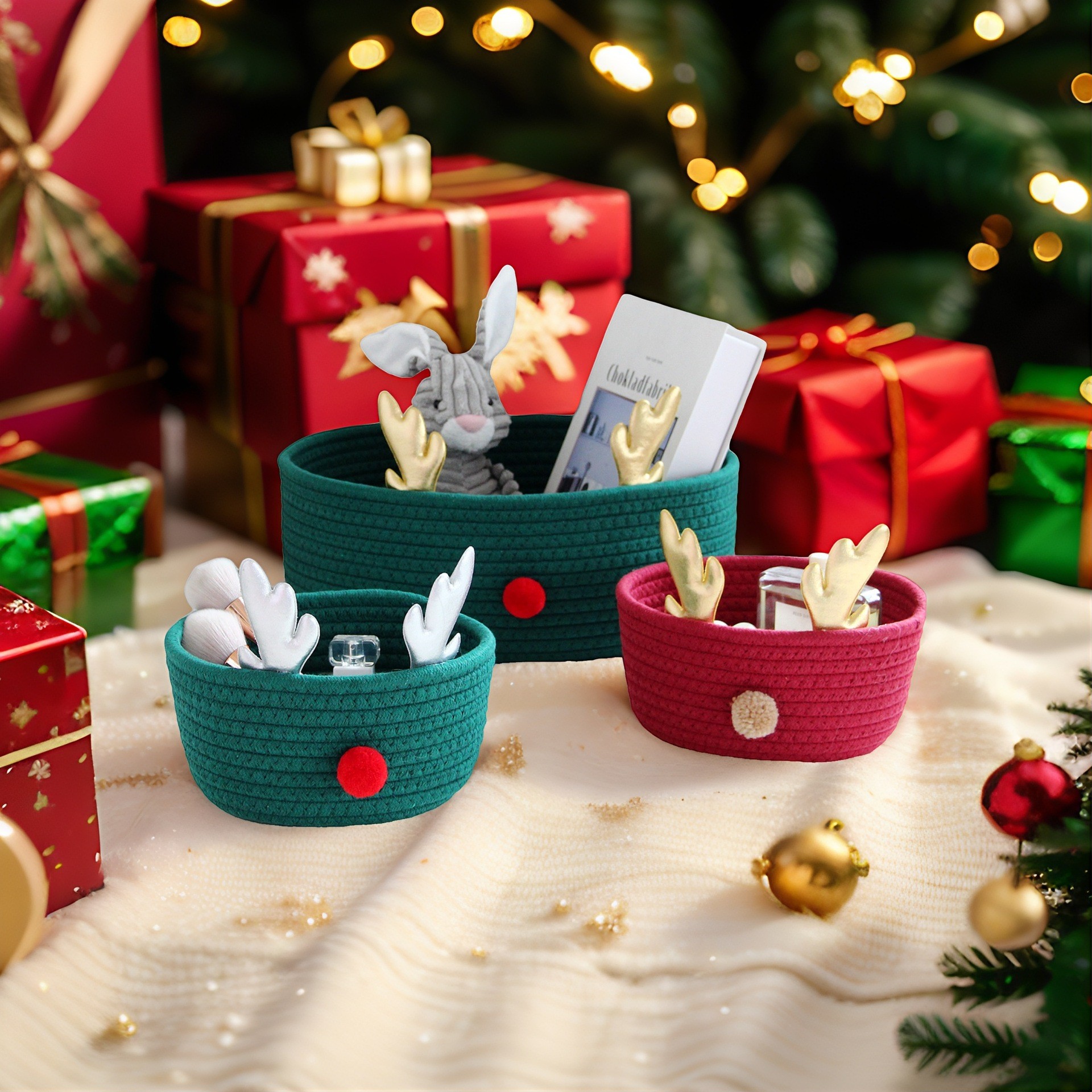 圣诞元素收纳筐麋鹿伴手礼