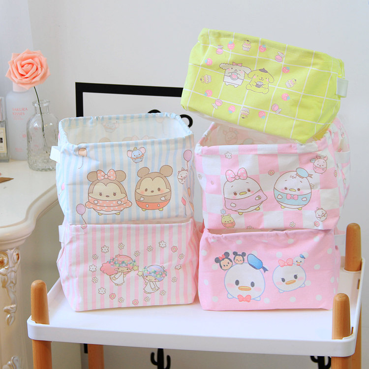 双子星布丁狗黛西桌面收纳盒棉麻帆布防水收纳筐家居杂物收纳