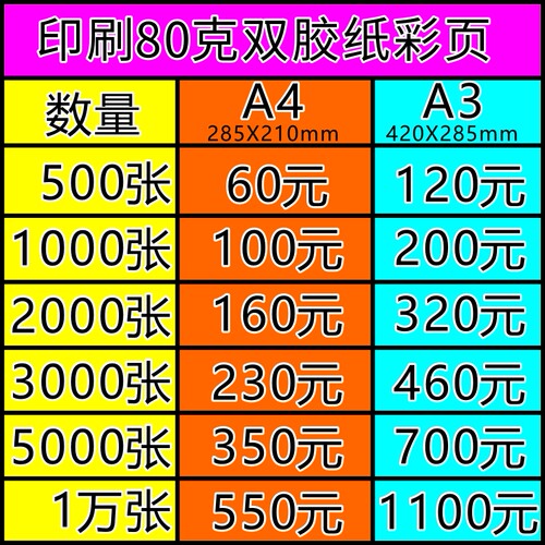 彩色双面a4宣传单80克双胶纸