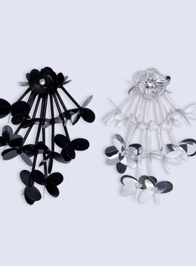 黑色圆亮片竹节别针窗帘帷幔帘头装饰点缀胸针白色银片