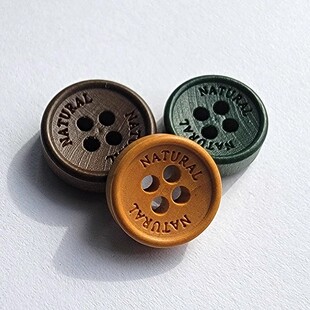 天然刻字木头纽扣木扣子两眼钮扣衬衫衬衣开衫钮扣男女装手工辅料