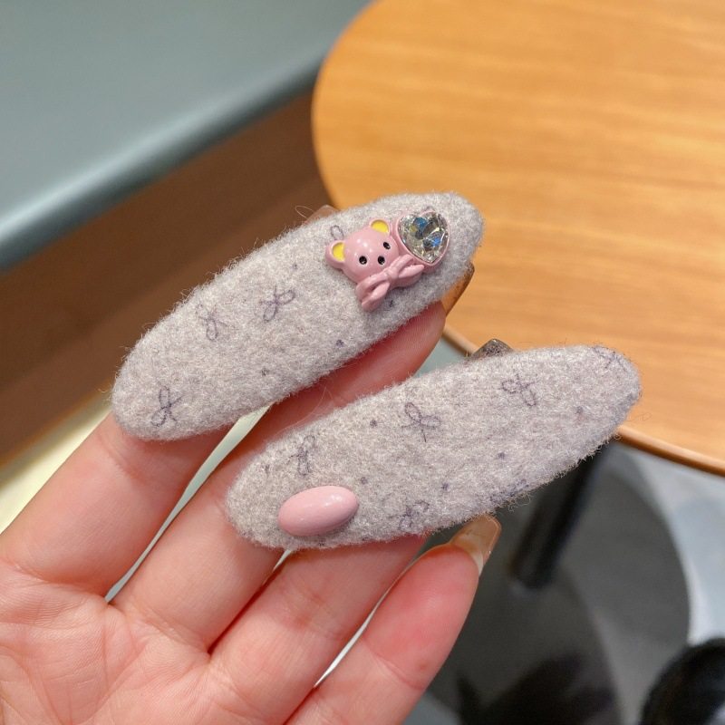 秋冬蝴蝶结毛呢小熊边夹女椭圆侧边刘海夹甜美气质碎发鸭嘴bb夹子,饰品/流行首饰/时尚饰品新,民族风发饰,淘宝优惠券,粉丝福利购,淘宝优惠卷