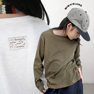 米花之岛原创亲子优可丝竹节棉纤维混纺肌理打底衫弹力长袖TEE