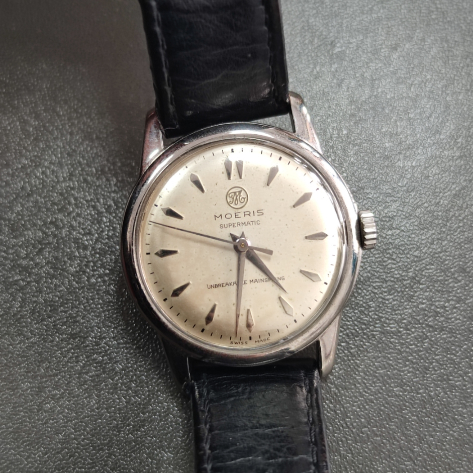瑞士原装moeris莫里斯自动机械三针手表34mm直径1560机芯古董表