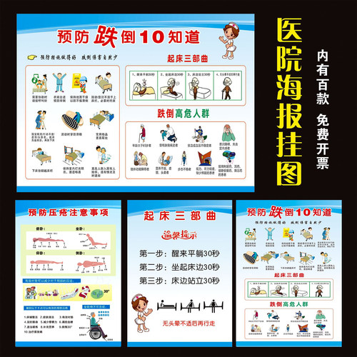 预防跌倒十知道海报病房温馨提示