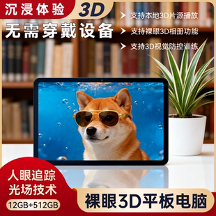 12.1英寸裸眼3D平板电脑12GB 512GB实时2D转3D功能3D视频图片播放
