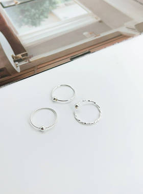 爱唯雅s999纯银珠子戒指女